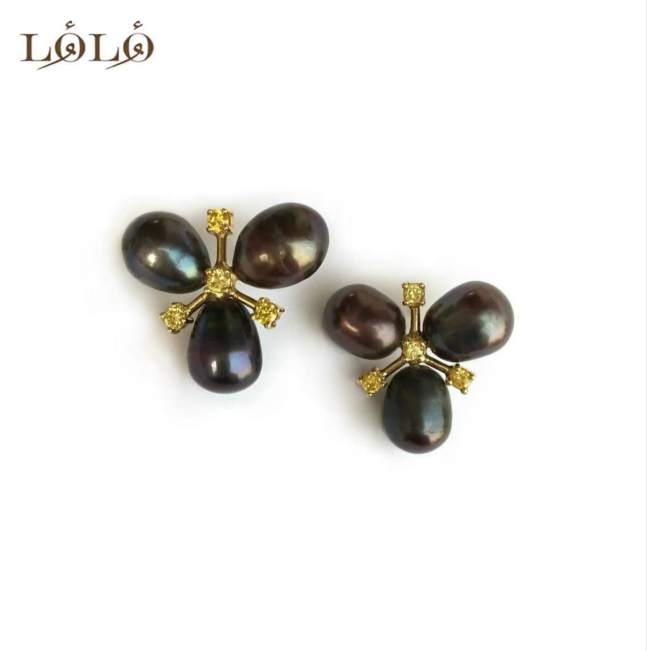 گوشواره نقره مروارید سیاه