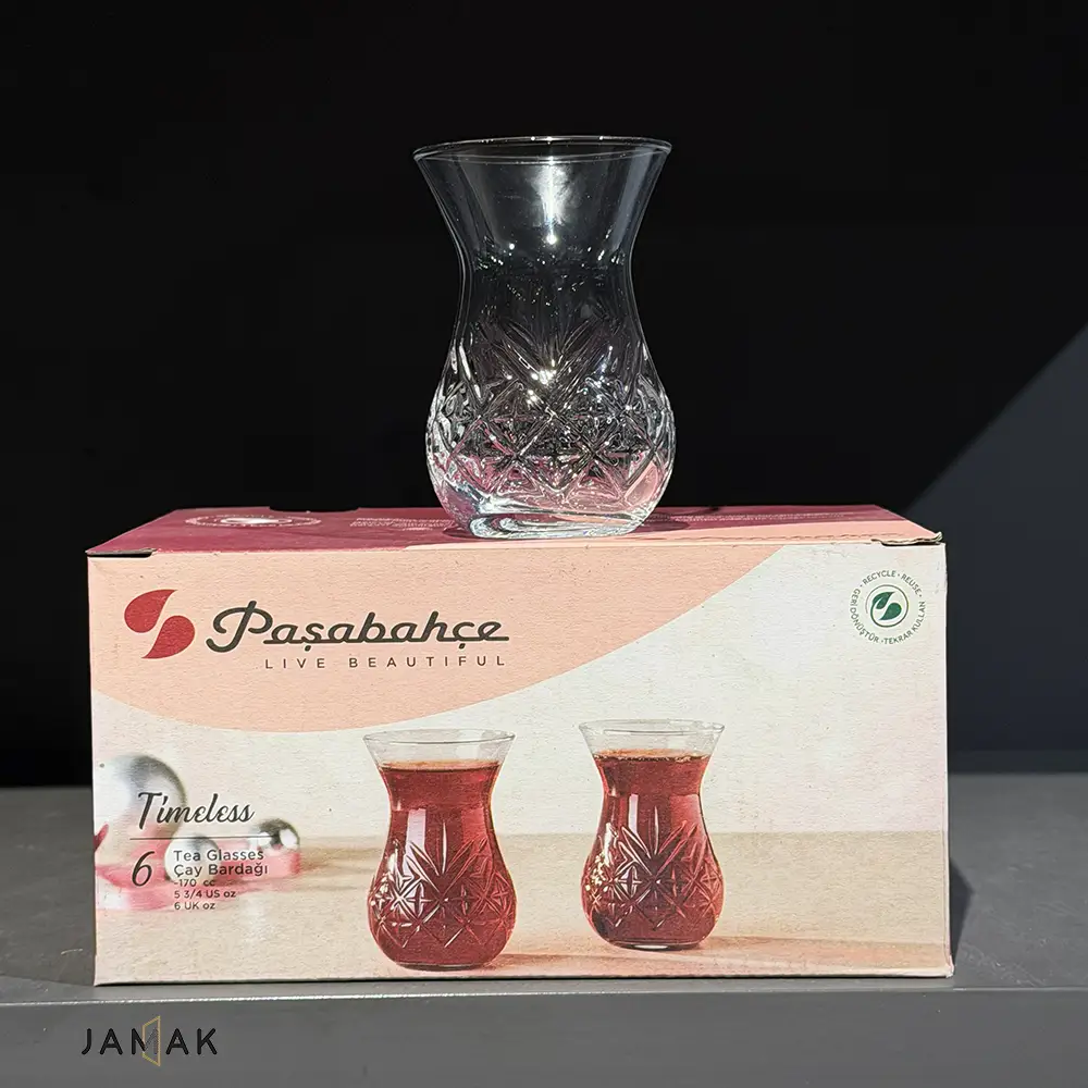 استکان پاشاباغچه مدل تایملس کد 82881 بسته 6 عددی