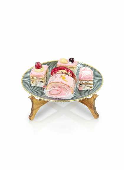 شیرینیخوری شیشه ی پایهدار طرح چوب
