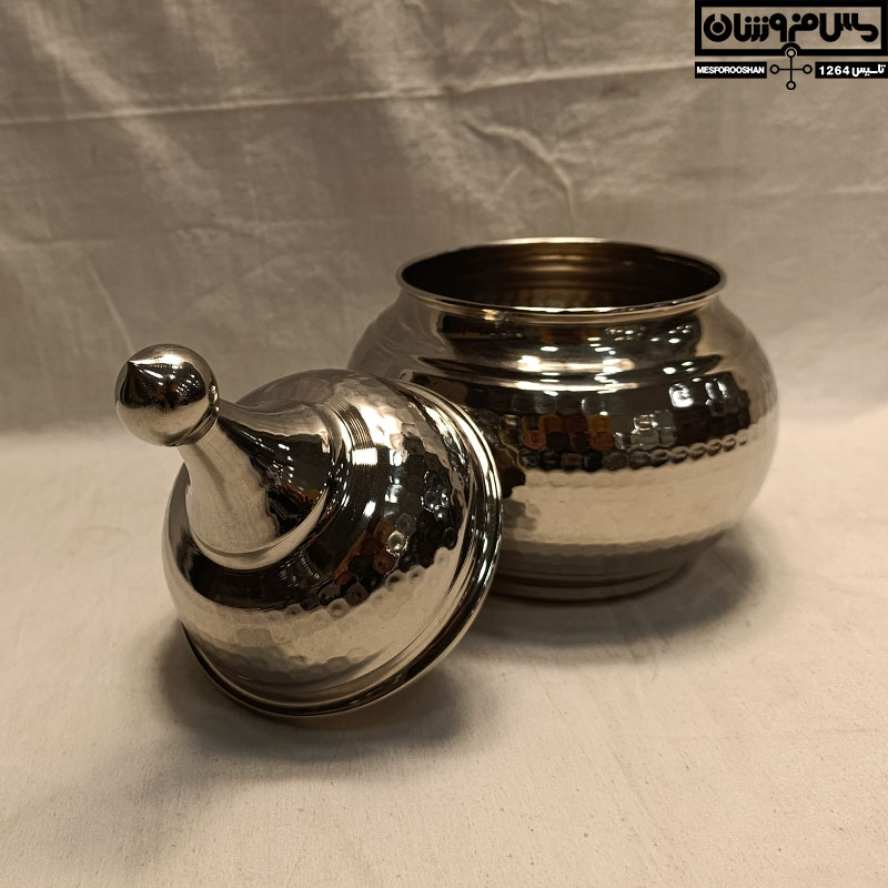 گز خوری مسی چکشی آبکاری کروم خمره ای در دار بدون پایه مدل ارشک