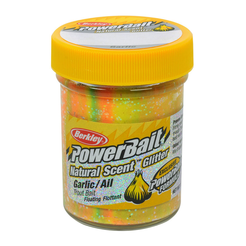 خمیر برکلی پاور بیت قزل آلا Berkley Natural Glitter Trout Bait Rainbow Garlic
