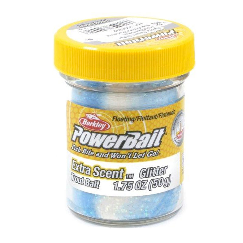 خمیر برکلی پاور بیت قزل آلا Berkley PowerBait Glitter Trout Bait White/Neon Blue With Glitter