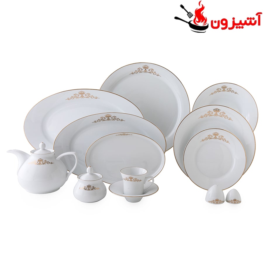 سرویس 81 پارچه 12 نفره طرح کوئین طلایی