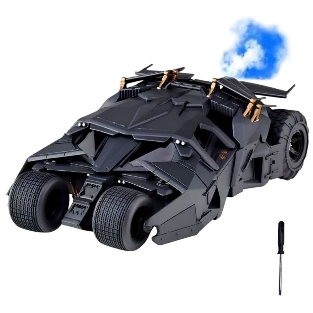 ماکت ماشین بتموبیل تامبلر دودزا فلزی موزیکال چراغدار کد SPRAY DIECAST 1:24 BATMOBILE TUMBLER به همراه آچار