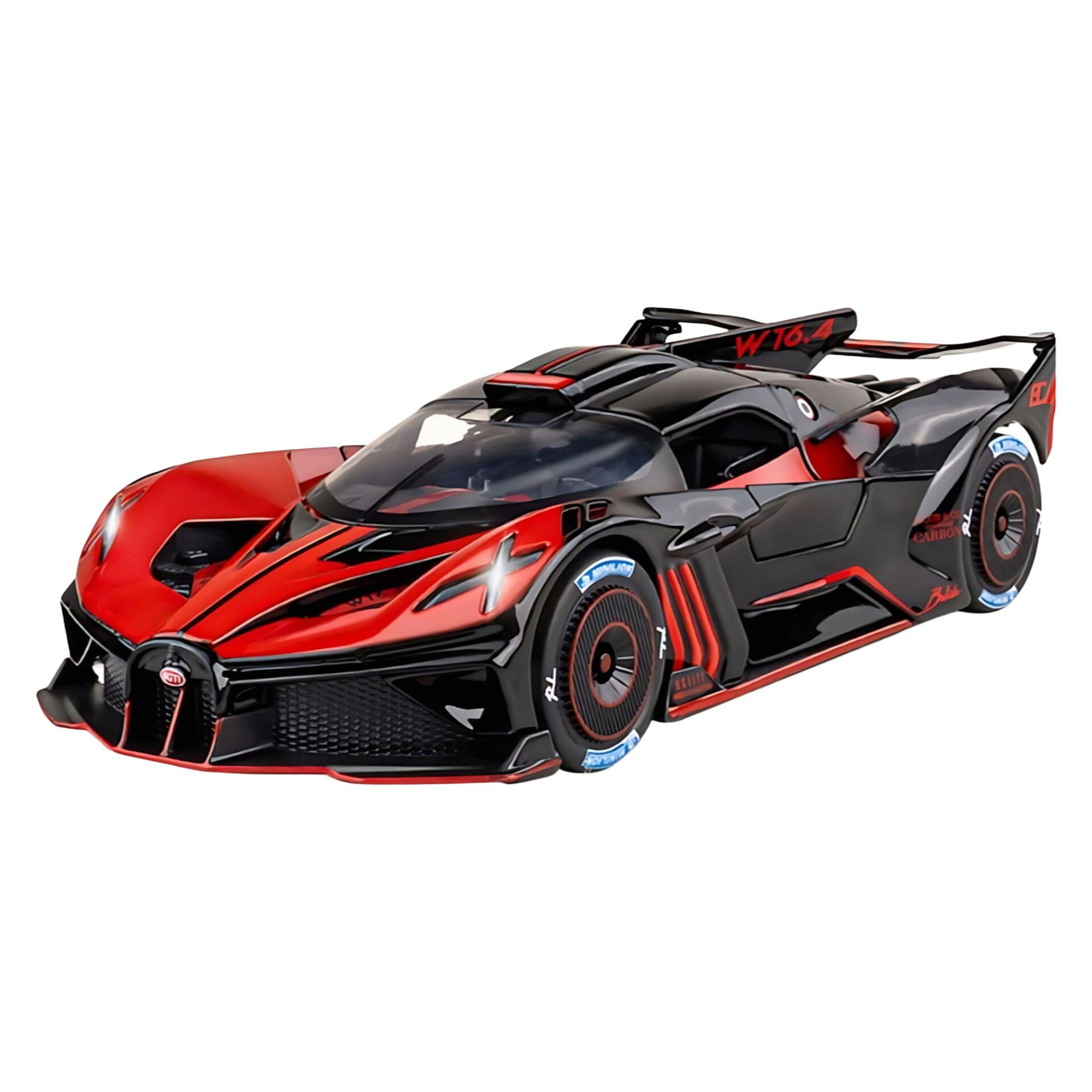 ماکت ماشین ناب سل مدل بوگاتی بولاید فلزی دودزا چراغدار موزیکال کد BUGATTI BOLIDE 1:24