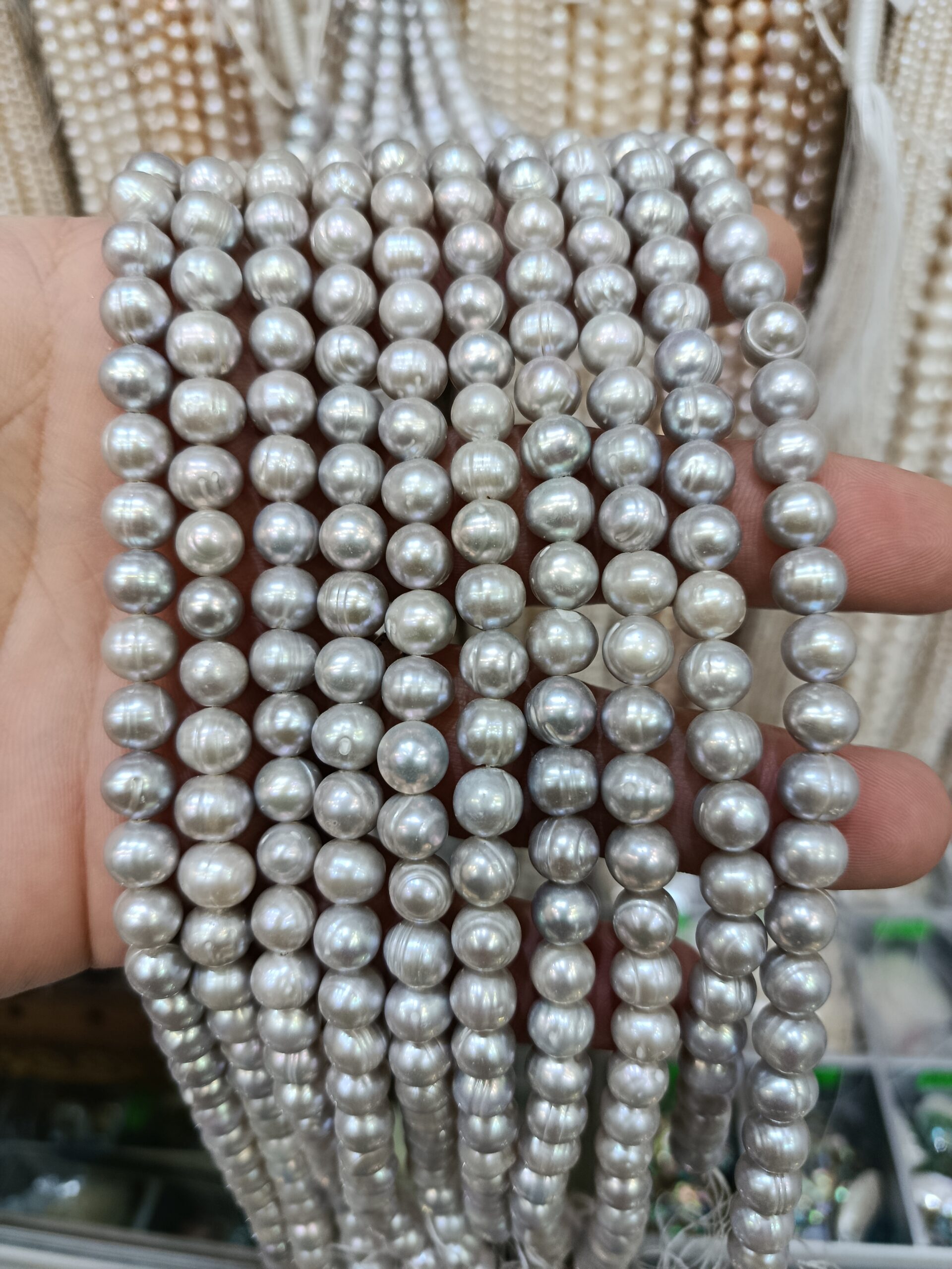 مروارید سایز ۸ نقره ای