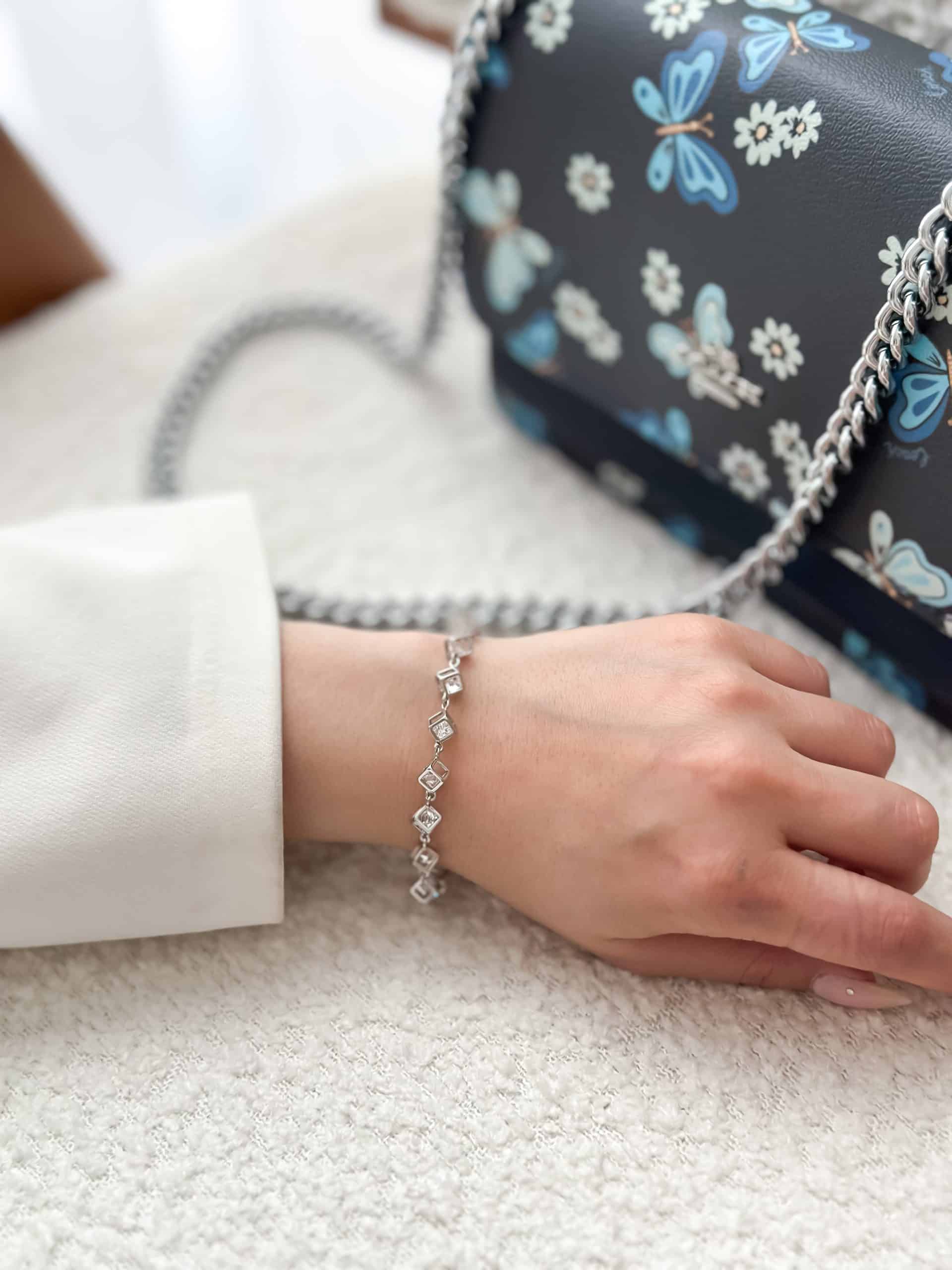 دستبند مکعب با گوی کریستالی سواروسکی
