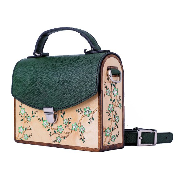 کیف چرم و چوب طرح بهار