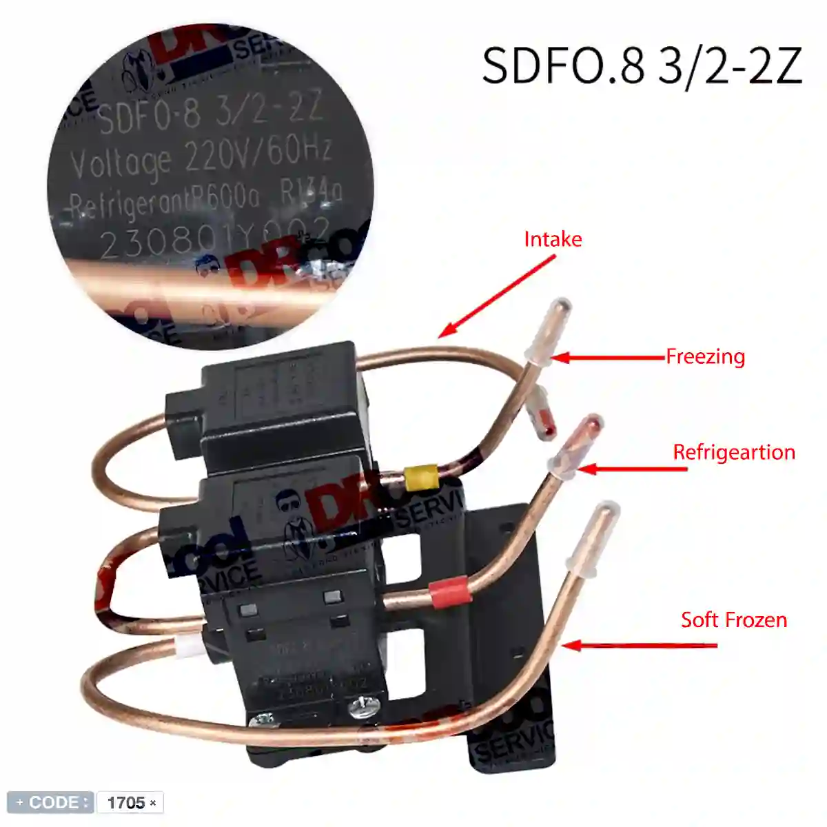 شیر برقی گاز یخچال ساید مدل SDF0.8 3/2-2Z
