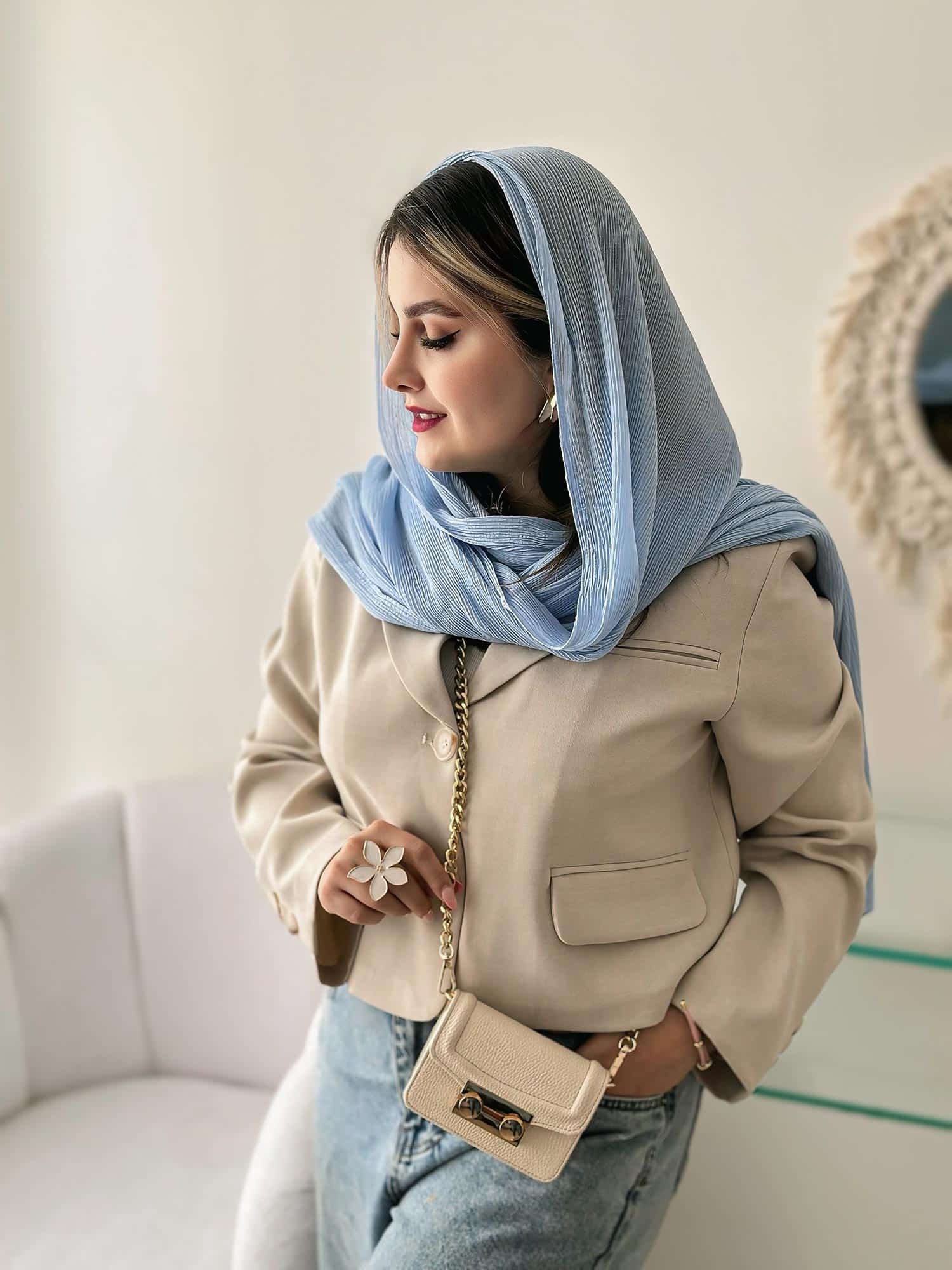 شال پلیسه منگوله دار ساده 14رنگ