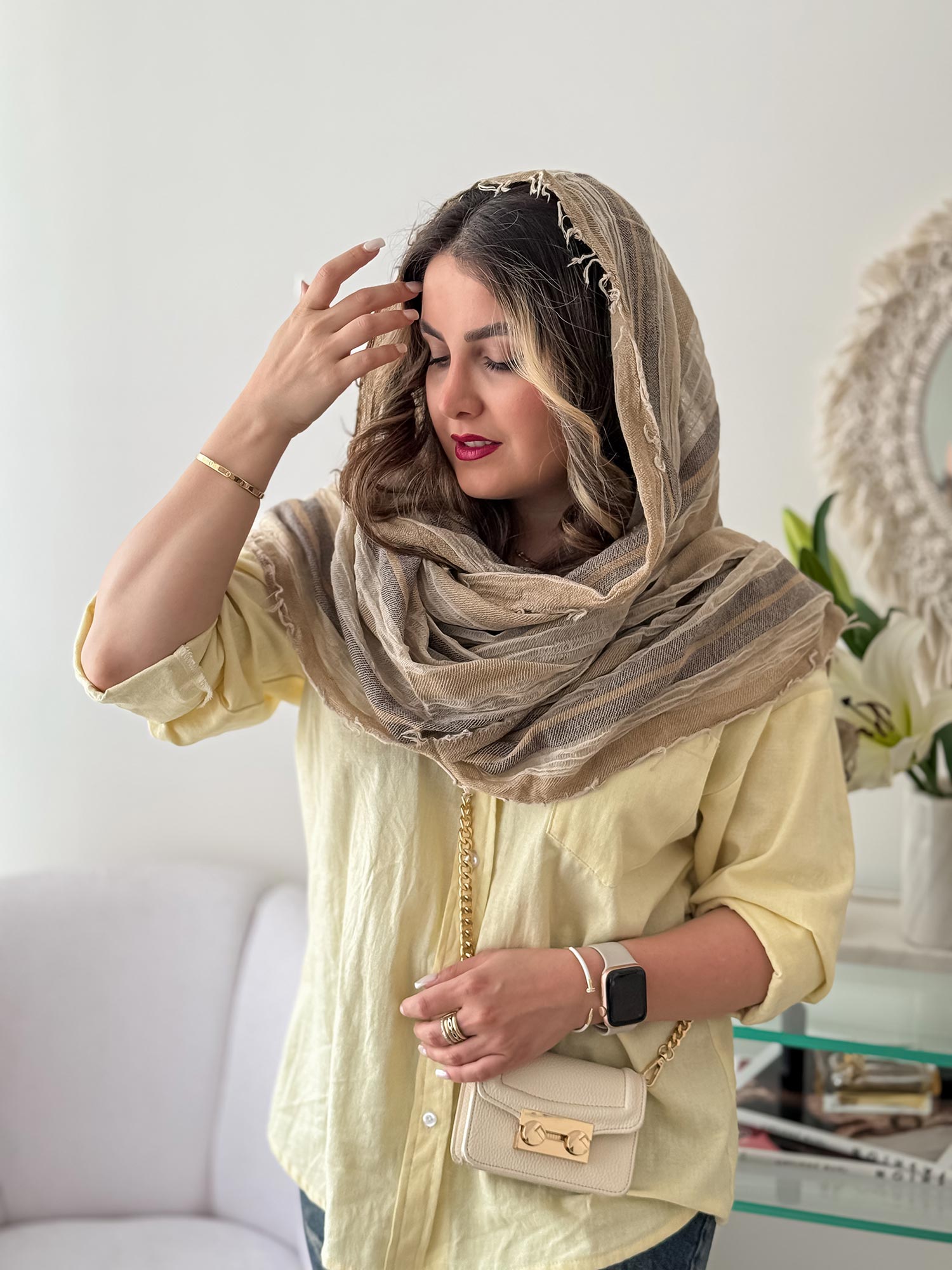 شال سوپر نخ دور ریش 12 رنگ lili