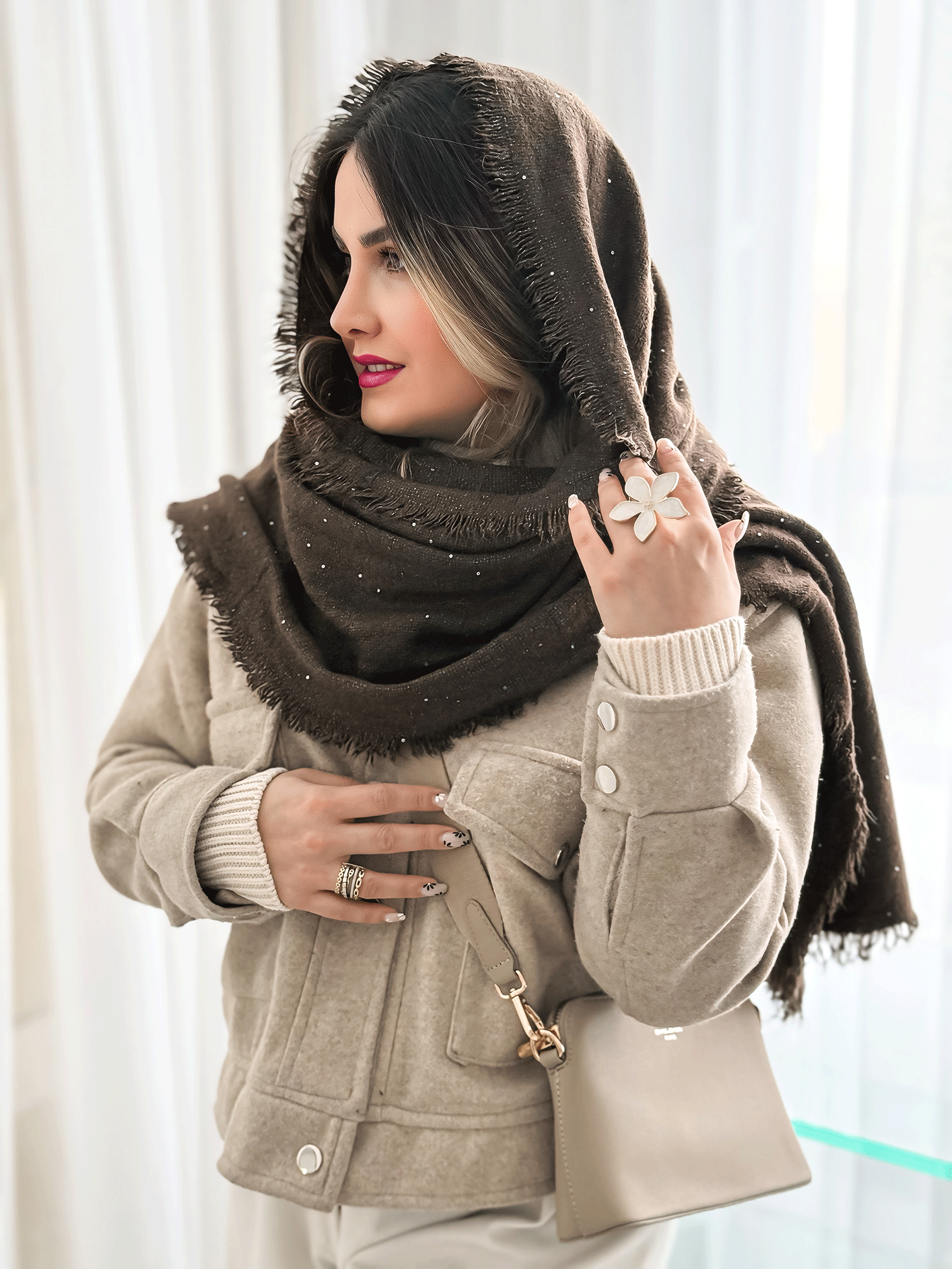 شال 13 رنگ بوکله پولکی Nova