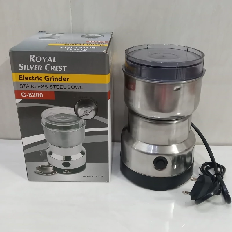 آسیاب قهوه برقی مارک سیلور کرست180وات4 تیغه Silver Crest مدل G-8200کاسه استیل ضدزنگ برای آسیاب برنج.خشکبار.ادویه.خردکن