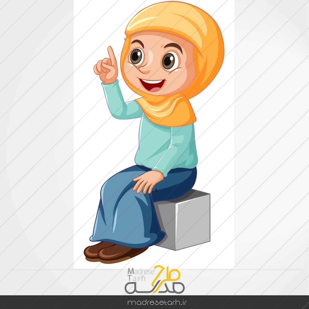 طرح وکتور دانش آموز دختر کارتونی