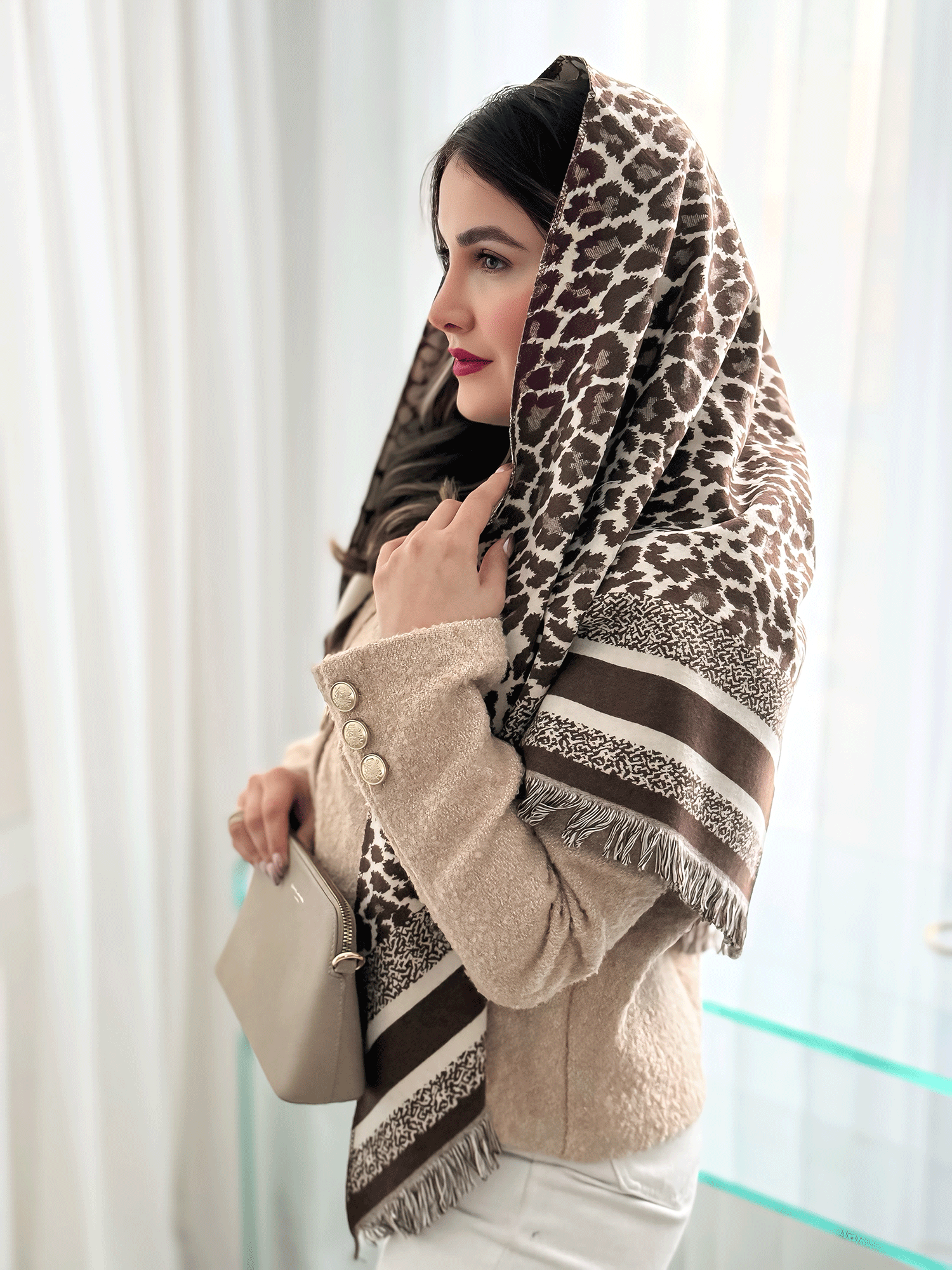 اسکارف 3 گوش پلنگی موهر 3 رنگبندی