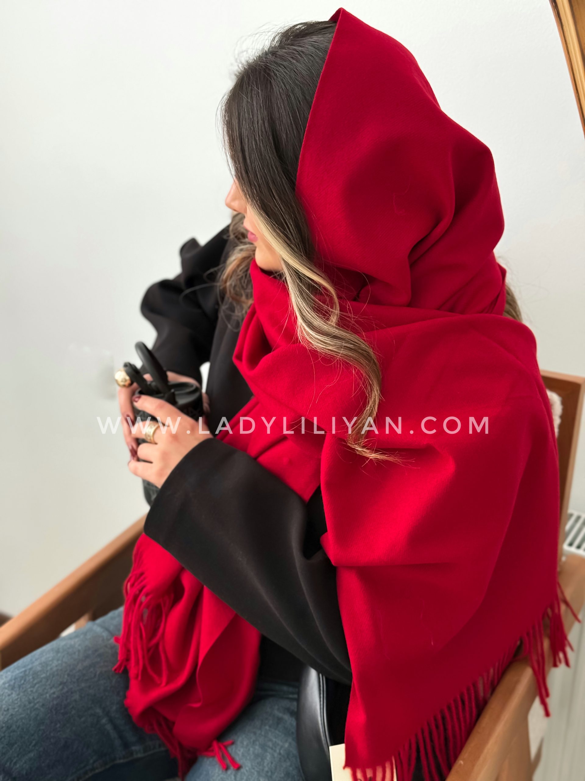 شال کشمیر تک رنگ red velvet