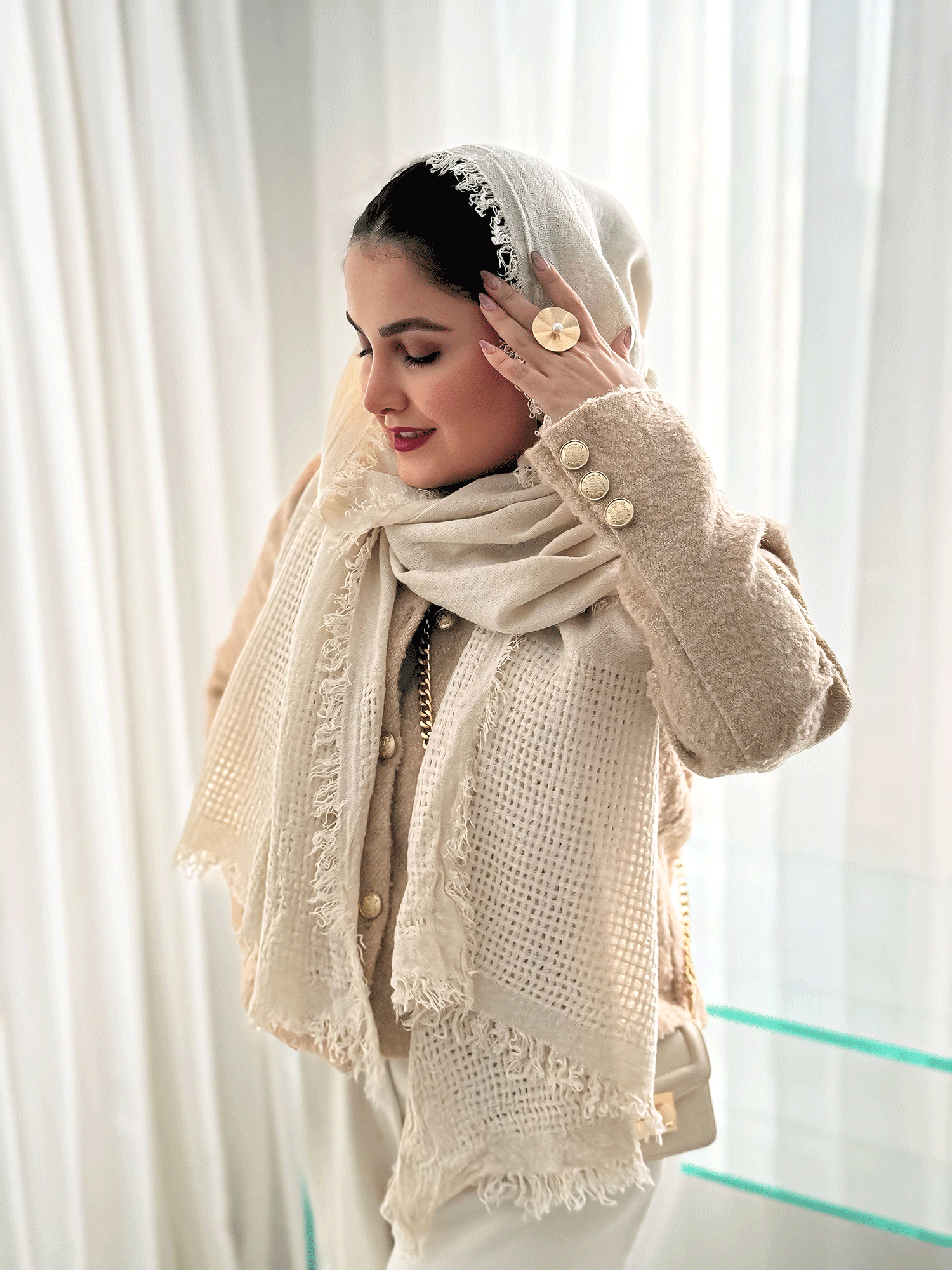 شال نخ پنبه دستک حصیری willow
