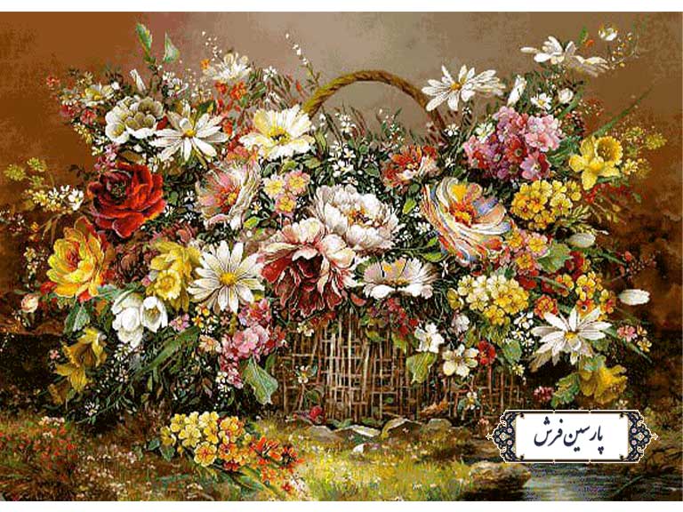نخ و نقشه تابلو فرش طرح سبد گل جدید - کد NG1663