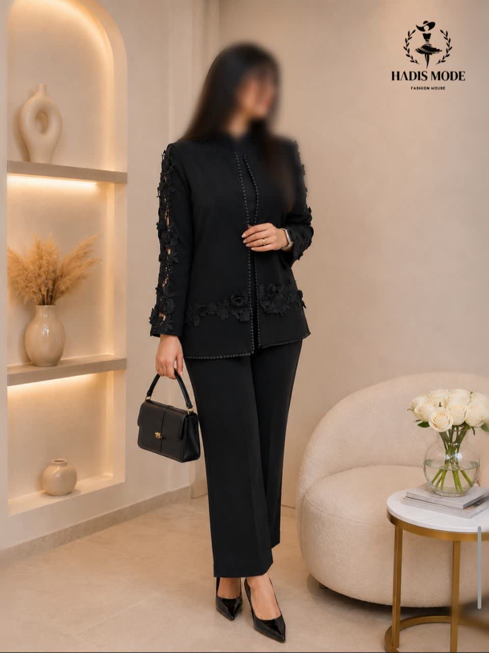 کت و شلوار مجلسی زنانه کرپ مرویجت رز