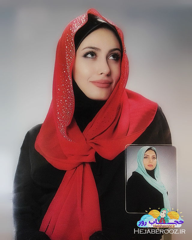 مقنعه مجلسی مدل کویتی (شالدار نگینی)