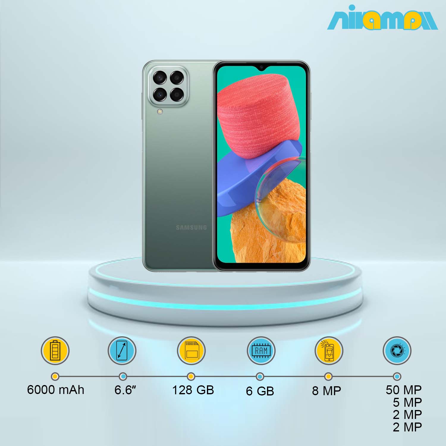 گوشی موبايل سامسونگ مدل Galaxy M33 5G دو سیم کارت ظرفیت 128 گیگابایت رم 6 گیگابایت