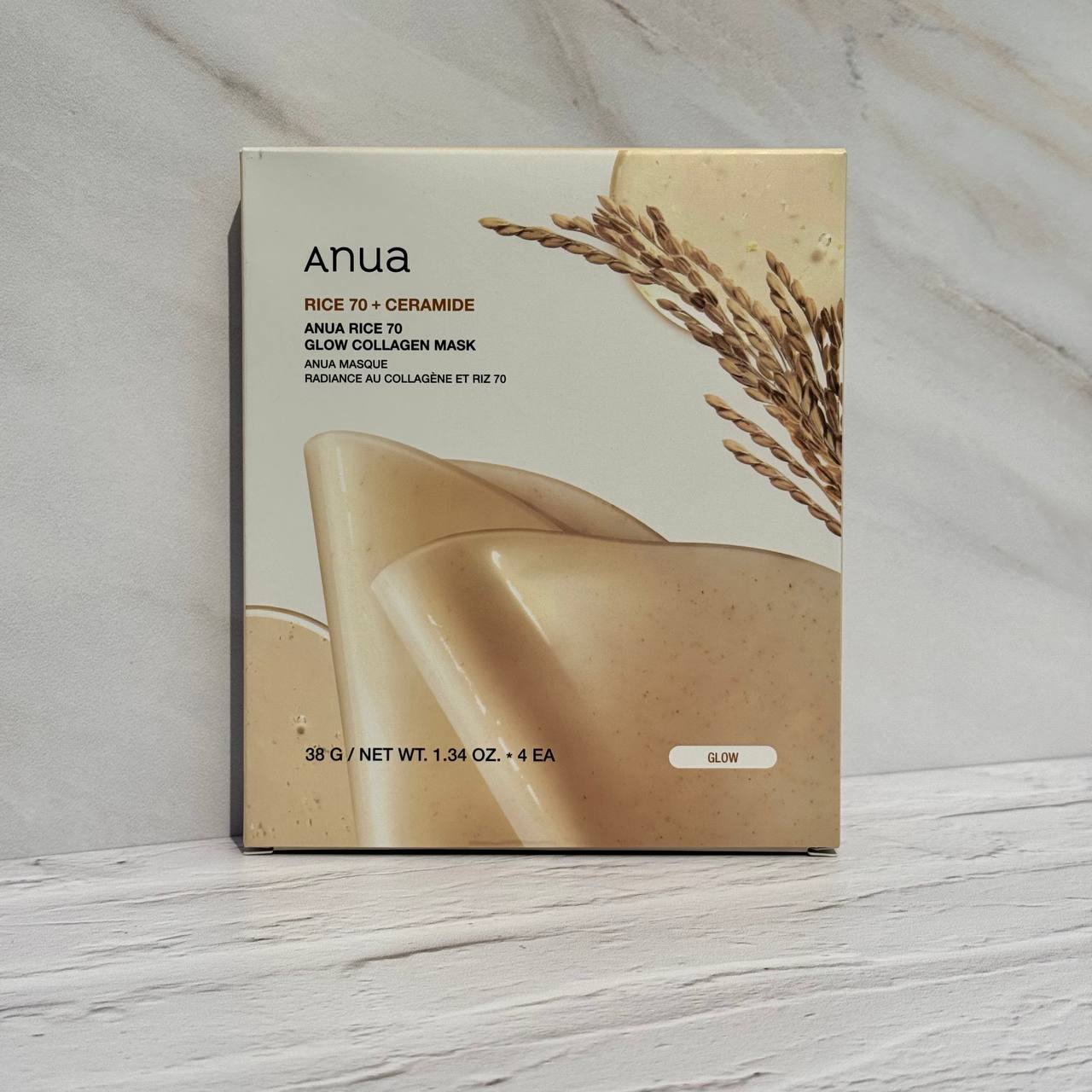 ماسک ورقه‌ای برنج و سرامید آنوا پک 4 ورقی Anua Rice 70 + Ceramide Glow Collagen Mask