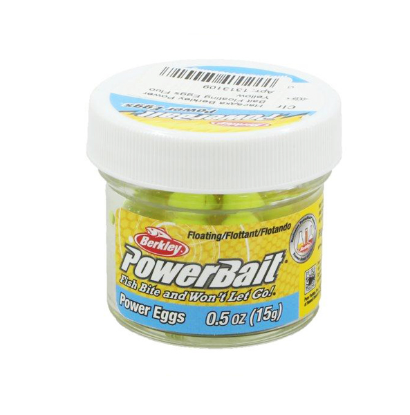 خمیر برکلی توپی پاور اگز قزل آلا Berkley PowerBait Power Clear Eggs Floating Clear Silver-Fl. Yellow Original Scent