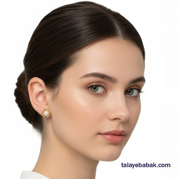گوشواره میخی گل و مروارید 005