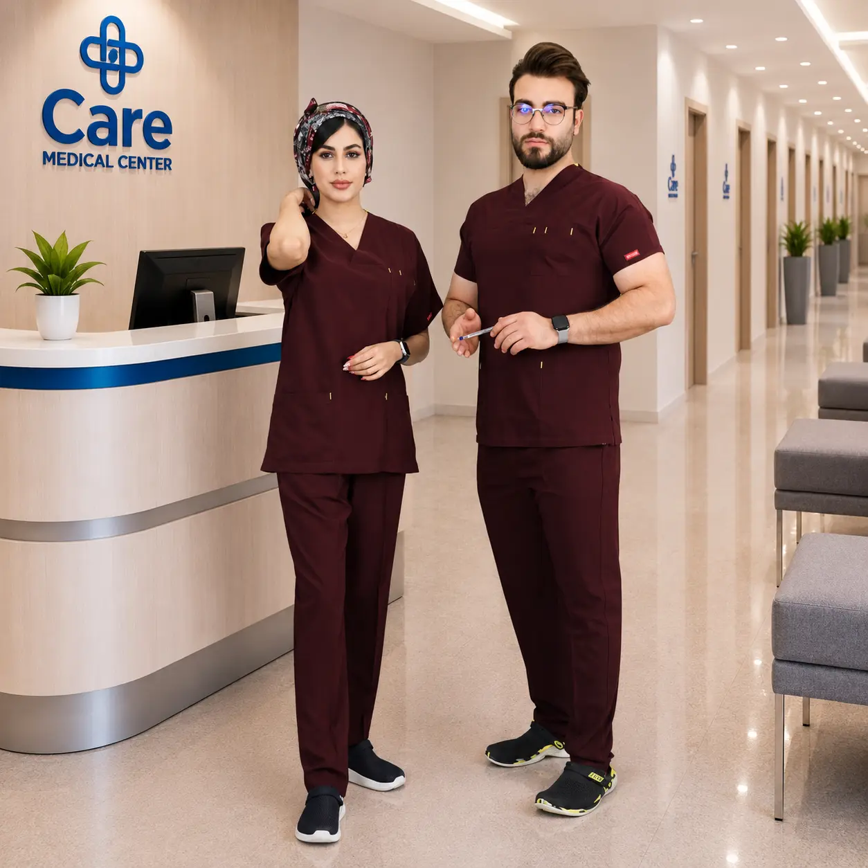 اسکراب شلوار مدل (U-flex) زرشکی