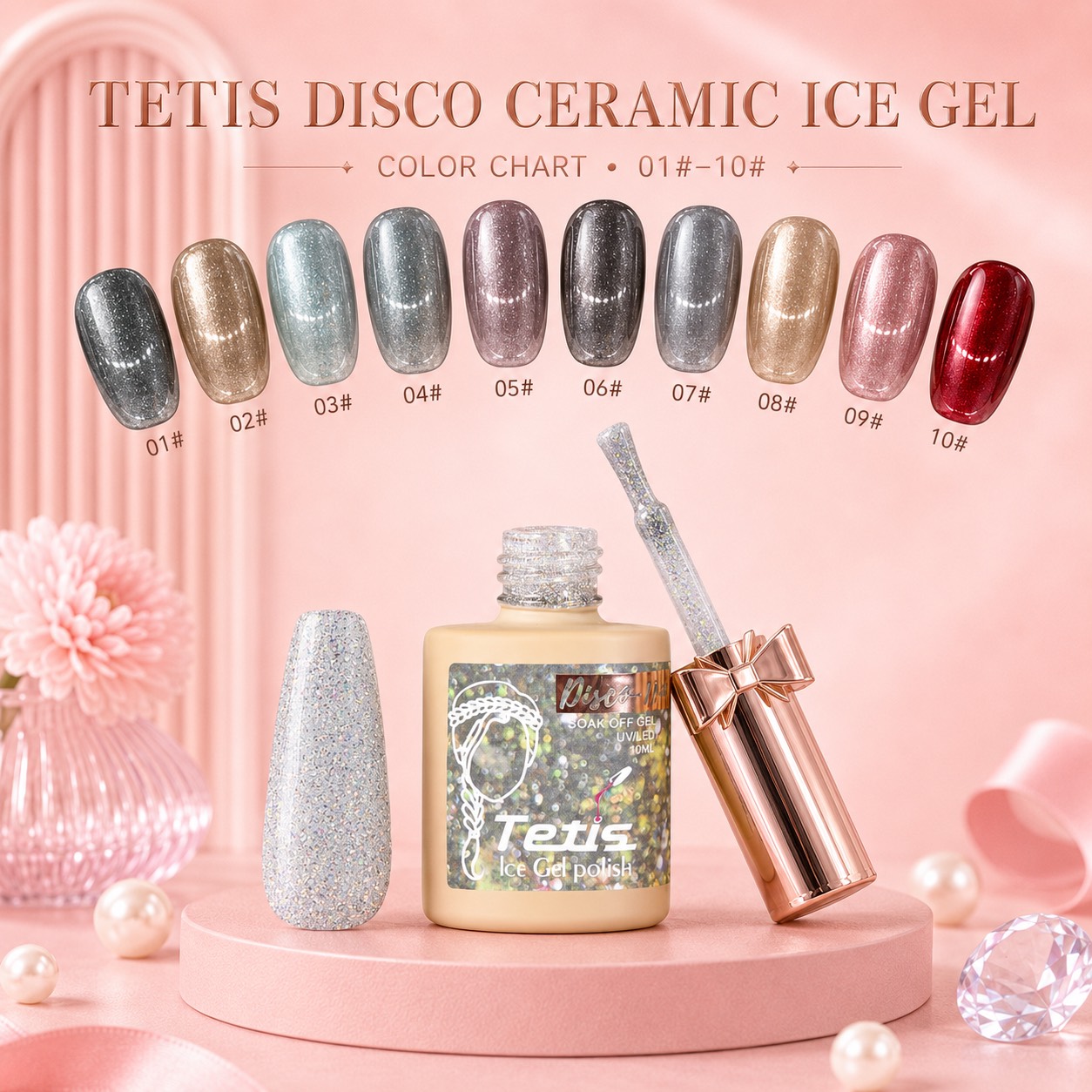 لاک ژل دیسکو سرامیکی ۱۰ میل تتیس Tetis