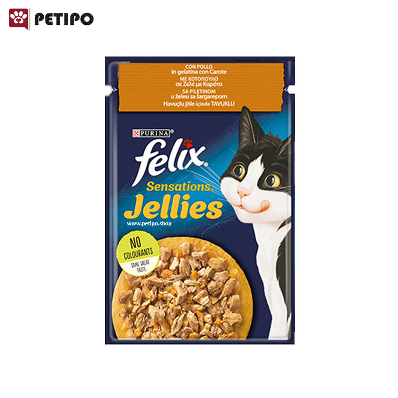 غذای پوچ گربه با طعم مرغ و هویچ فلیکس (Felix Pouch With Chicken And Carrot In Jelly) وزن 85 گرم