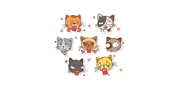 دانلود وکتور استیکرهای گربه کارتونی Cat Stickers