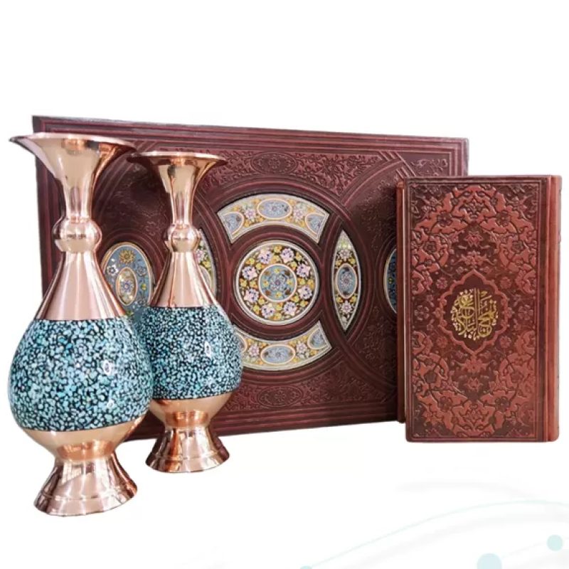 نهج البلاغه پالتویی چرم با 2گلدان فیروزه