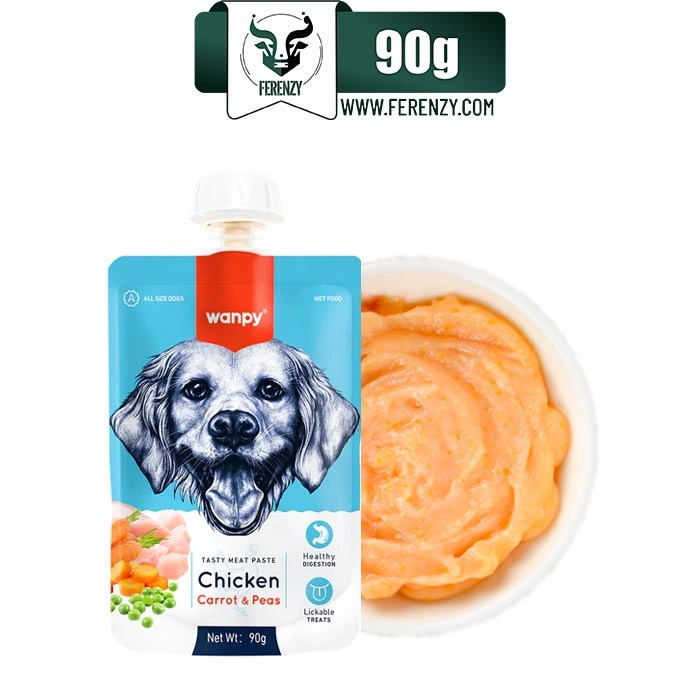 پودینگ سگ ونپی طعم مرغ حاوی هویج و نخودفرنگی وزن 90 گرم Wanpy Chicken & Carrot & Peas