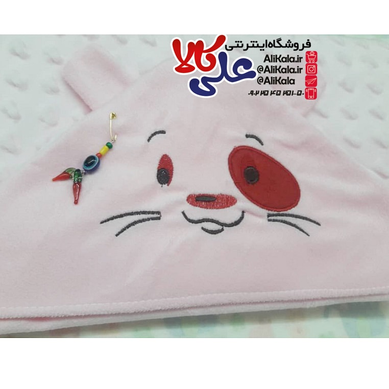 پتوی نوزادی کلاه دار مدل سنگی یا حبابی گلدوزی شده
