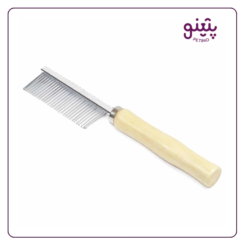 شانه کک و کنه گیر سگ و گربه دسته چوبی