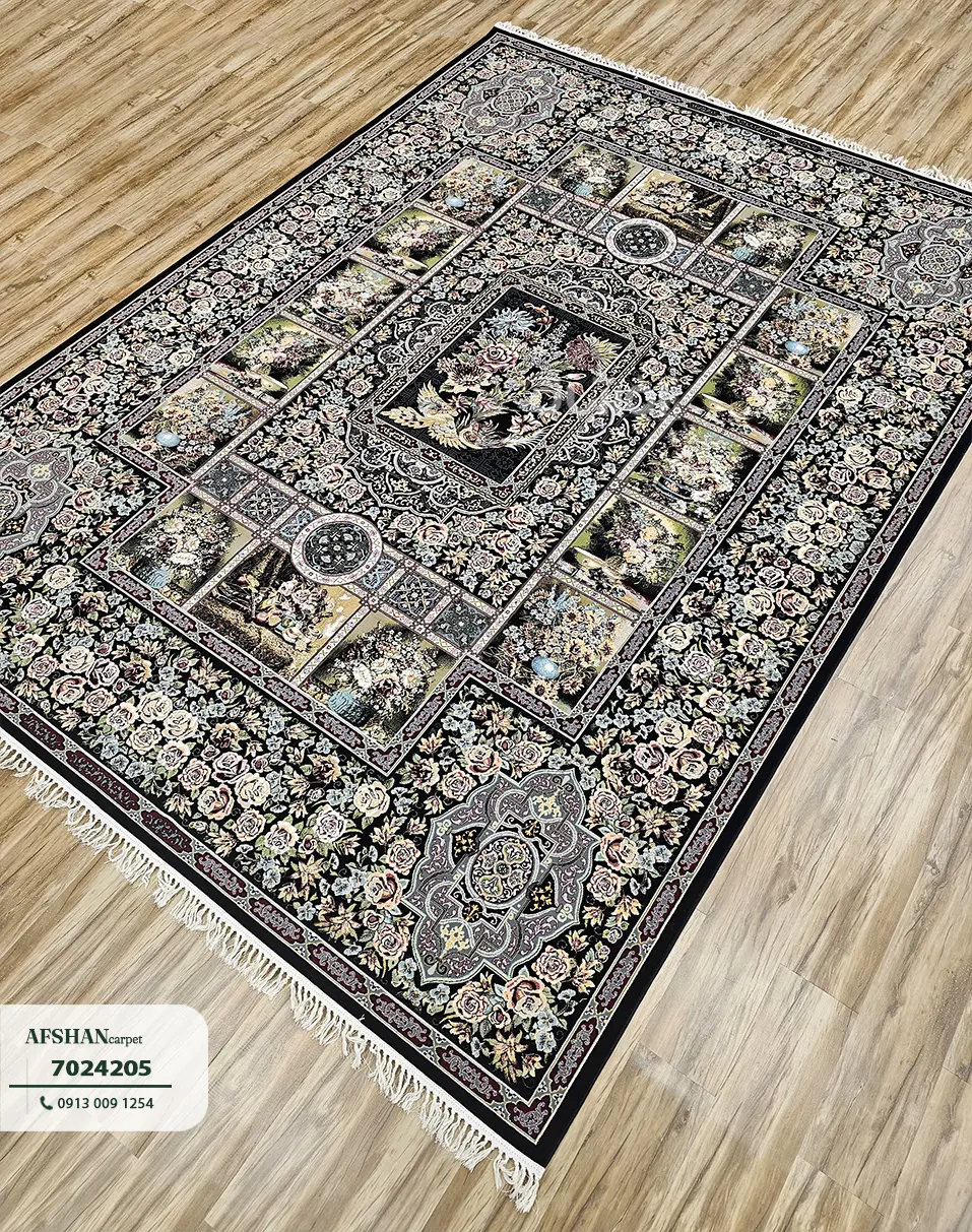 فرش 700 شانه آکرلیک طرح باغ ارم کد 7024205 آرزو