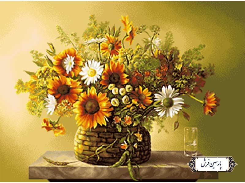 نخ و نقشه تابلو فرش طرح گل و گلدان - کد NG1659