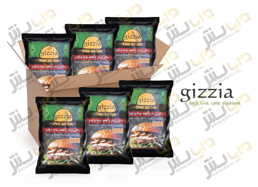چاشنی برگر با طعم دودی و قارچ گیزیا کارتن 25 عددی