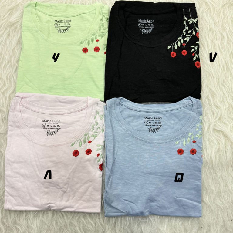 تیشرت نخ پنبه گلدوزی وارداتی کد 1860 - 5, 2xl