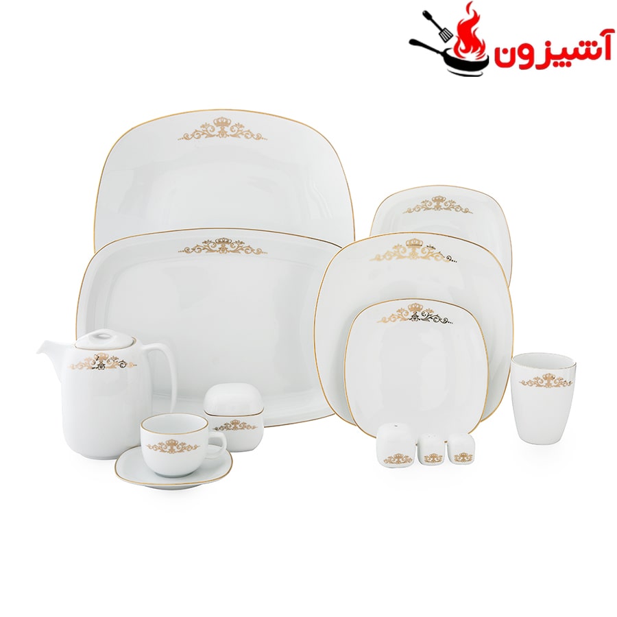 سرویس 98 پارچه 12 نفره طرح کوئین طلایی
