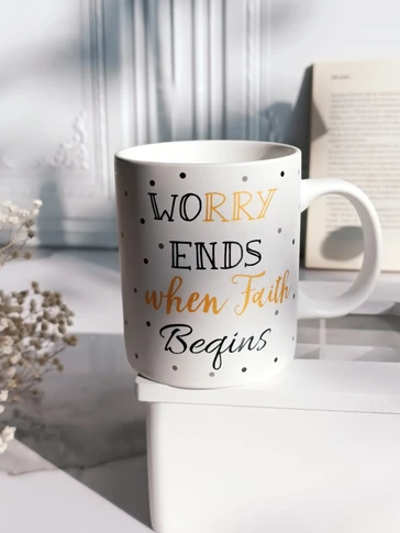 ماگ سرامیکی worry ends - همراه با متن زیبا