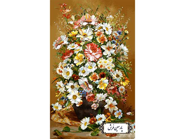 نخ و نقشه تابلو فرش گلدان گل های زیبا - کد NG1628