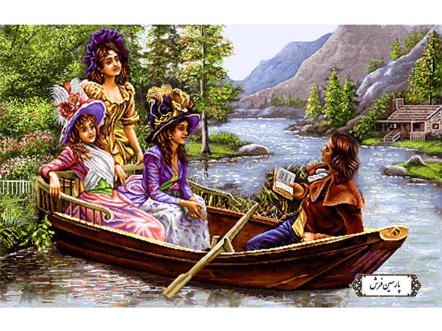 نخ و نقشه تابلو فرش قایق عشق فرانسوی - کد NF2154