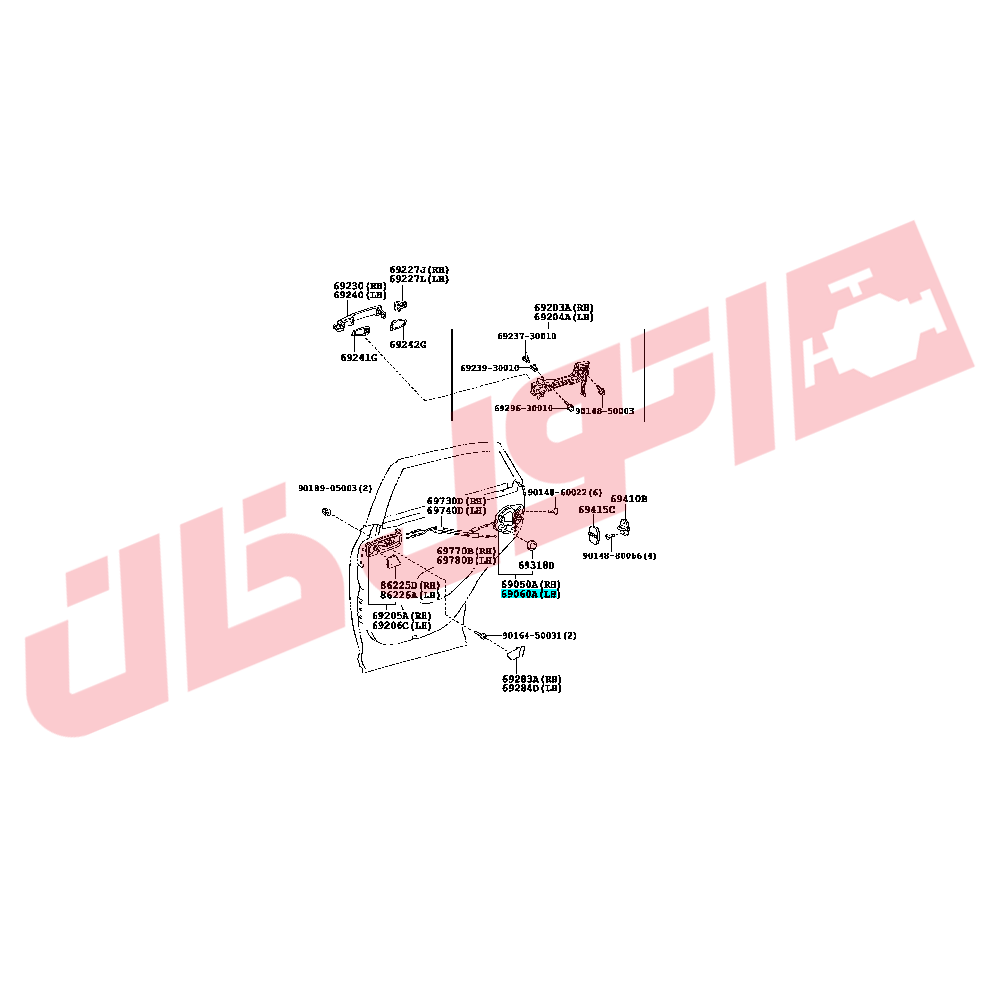 قفل برقی درب عقب چپ لکسوس RX350 مدل 2013-2009