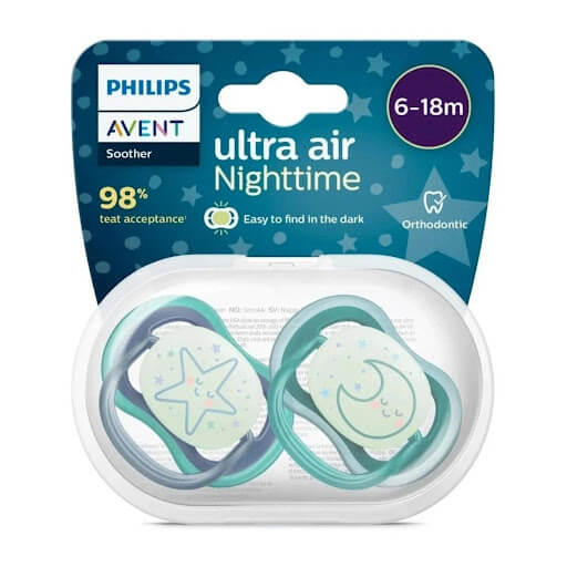 پستانک فیلیپس اونت شب تاب تکی اولترا ایر6 تا 18 ماه avent ultra air ماه و ستاره