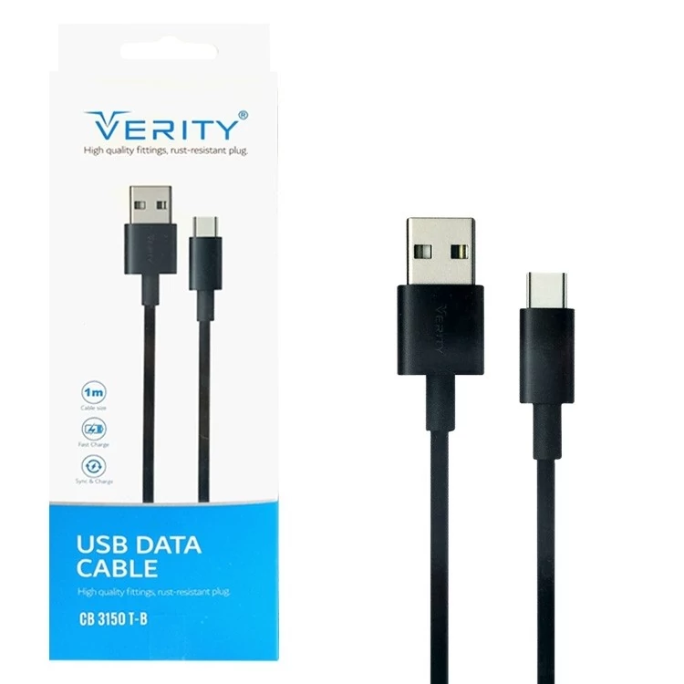 کابل شارژ تبدیل USB به USB-C وریتی مدل CB Verity 3150TB طول 1 متر