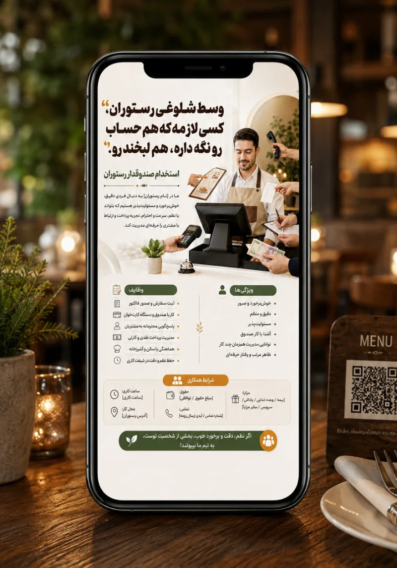 پرامپت آگهی استخدام صندوقدار