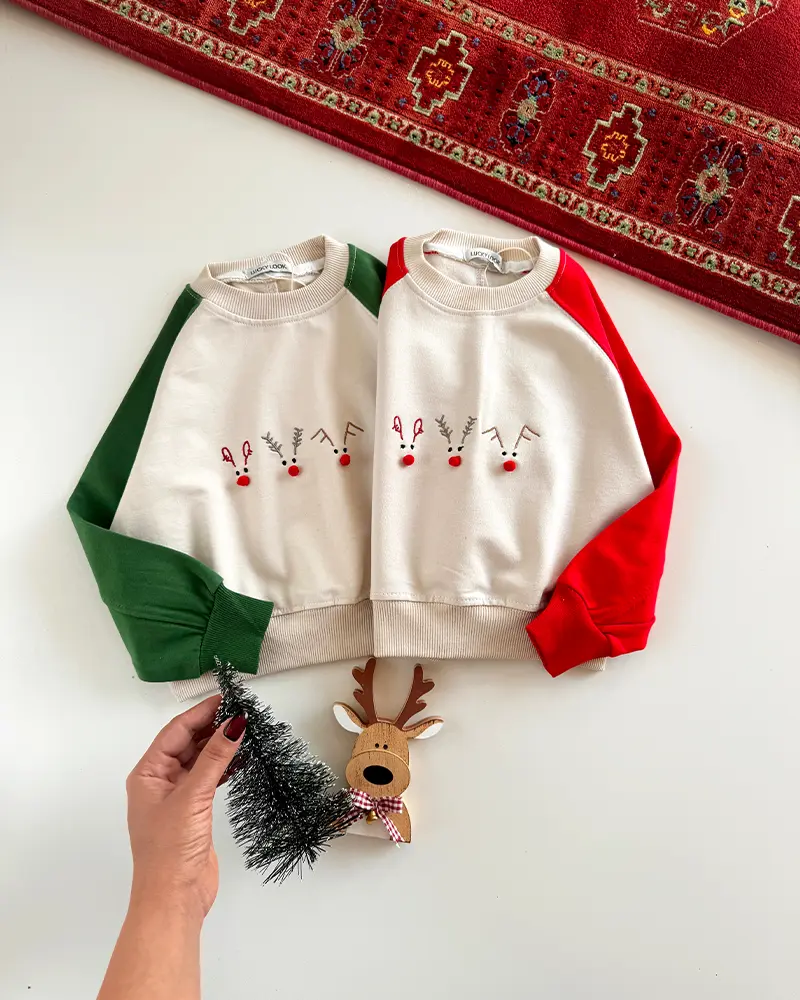 بلوز رگلان سه گوزن پوم دار🫎