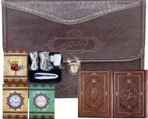قلم هوشمند قرآنی بصیر بسته مدل 8گیگ با قرآن 604صفحه ای و کلیات مفاتیح با کیف چرم